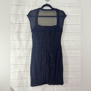 NWT Connected Apparel Mesh Back Sleeve Ruffle Tiered BodyCon LBD Size 10 💗